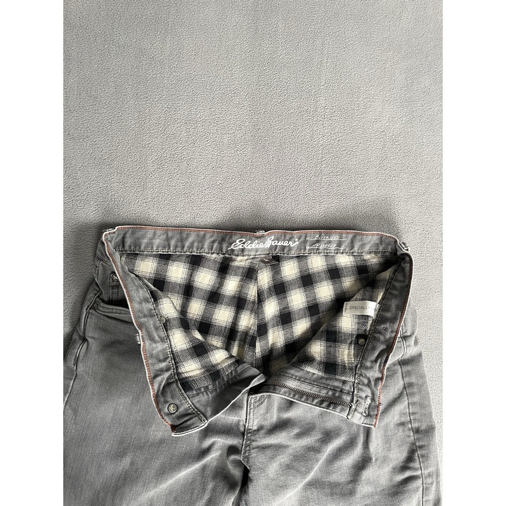 Eddie Bauer Gray Flannel Lined Jeans Boyfriend Relaxed Leg Womens T10‎